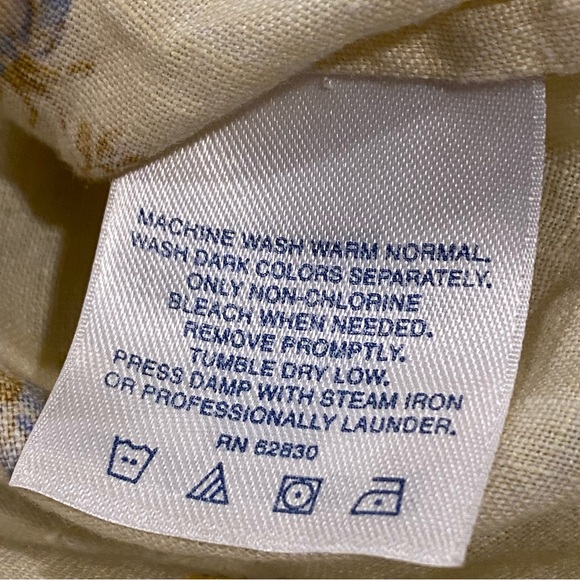 Vintage Land's End 100% Linen Shirt Women’s Size 18 R Cottage Floral Button Top - Picture 5 of 12